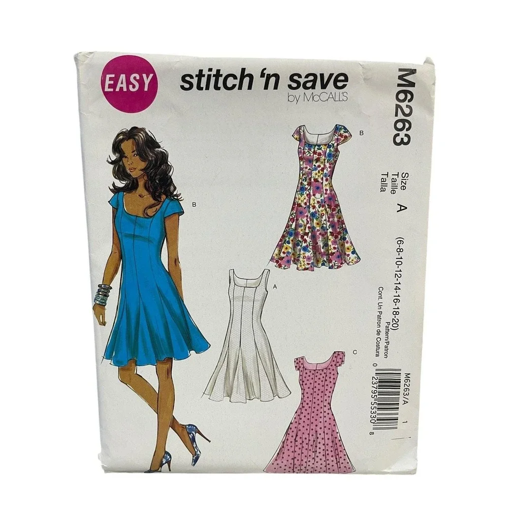 McCalls M6263 Misses Petite Dress Sewing Pattern Size 6-20 Easy UNCUT FF